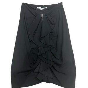 Veronica Beard Zip Front Ruffle Pencil-Mini Cocktail Party Skirt Black Size 2